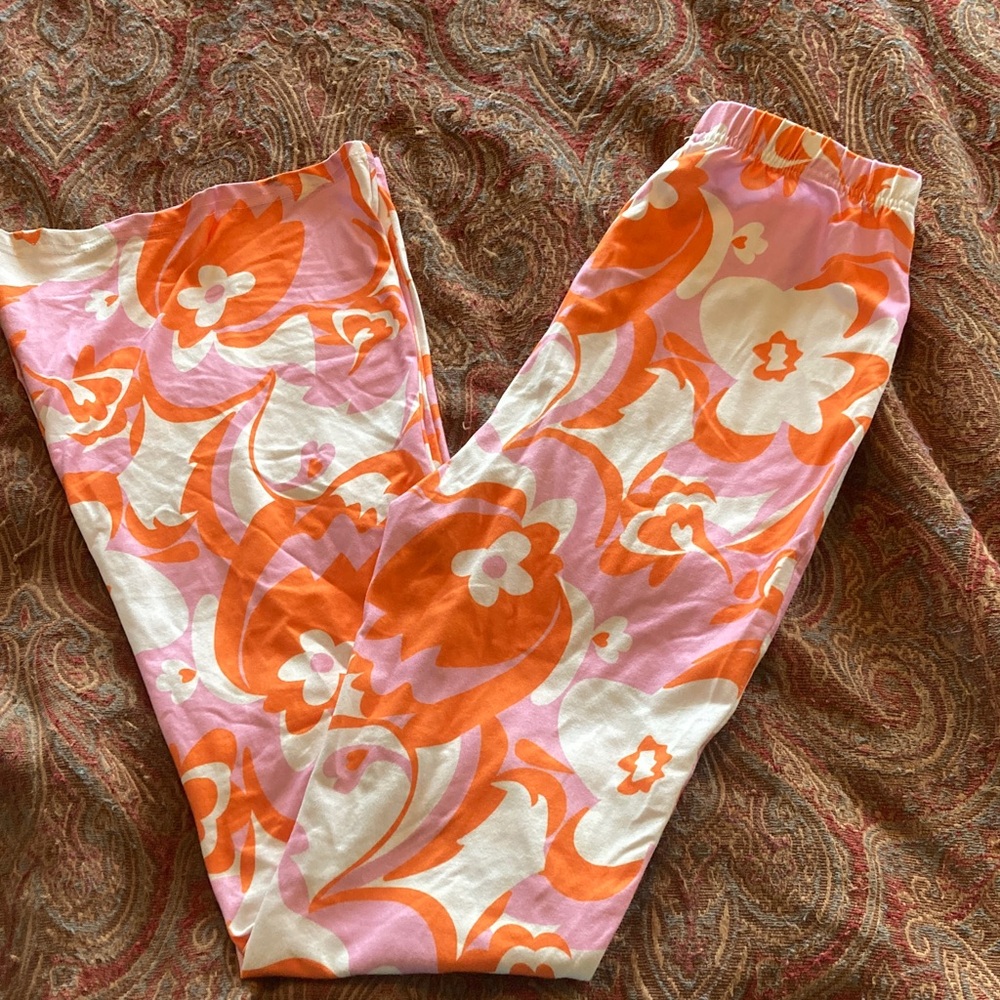 SHEIN hippie Pink and Orange Floral flare bottom Pants Halloween costume